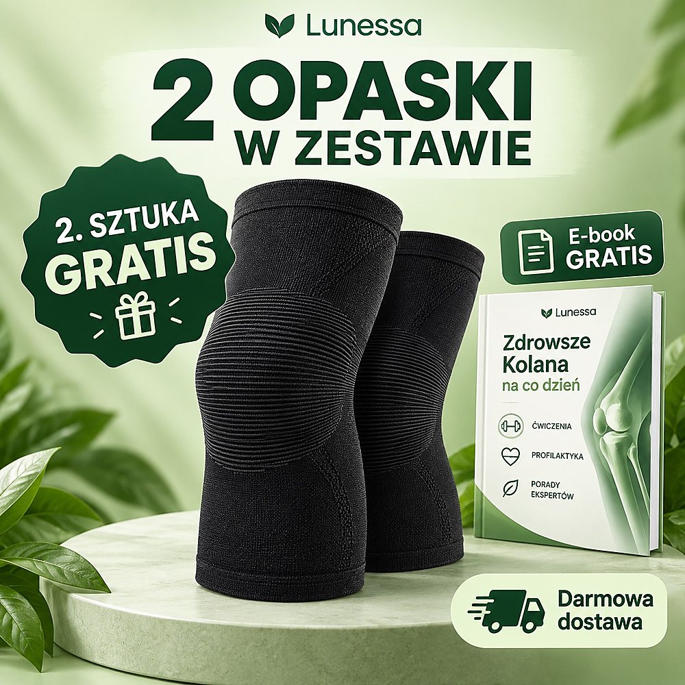 Zyskaj DARMOWĄ opaskę przy zakupie 1 sztuki ! Lunessa Opaska Kompresyjna na Kolano