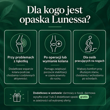 Zyskaj DARMOWĄ opaskę przy zakupie 1 sztuki ! Lunessa Opaska Kompresyjna na Kolano
